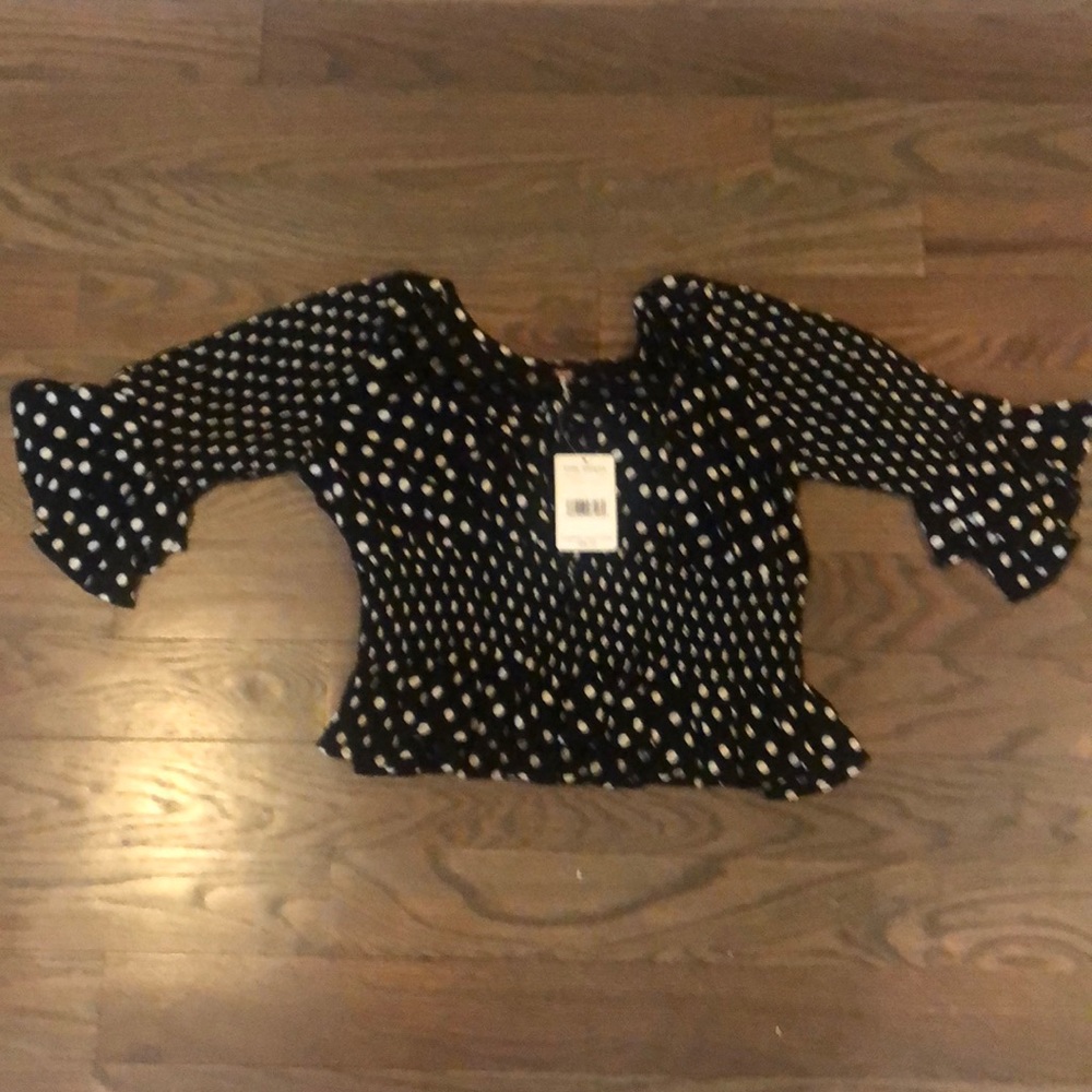 Free people black and white polka dot shirt